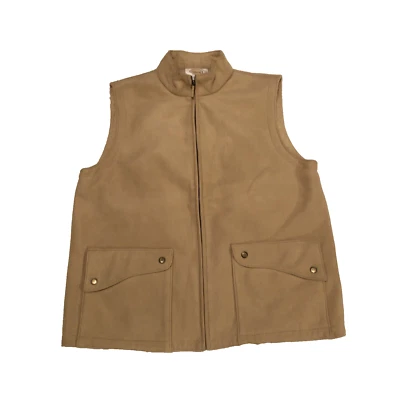 Talbots Women's Small Tan Full Zip Vest Moleskin Faux Suede Unlined Washable GUC - Image 1 of 4