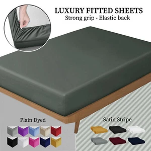 Full Fitted Sheet 25 cm Extra Deep Single Double King Super King Size Bed Sheets - Picture 1 of 89