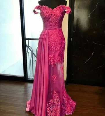 Vestidos de Noche de Sirena Formales Fuera del Hombro Encaje Cóctel Fiesta Baile de graduación Vestido Foto 1 de 4