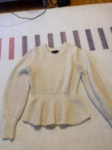 Banana republic cream Off-white cable knit peplum sweater size small - Picture 1 of 7