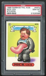 1988 Topps Garbage Pail Kids 12th Series #467b Nick Lick PSA 10 GEM MINT Os12 - Picture 1 of 2