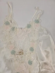 Vintage Victoria's Secret Satin Body M Gold Label Spitze Blumen Applikation Coquette  - Bild 1 von 10