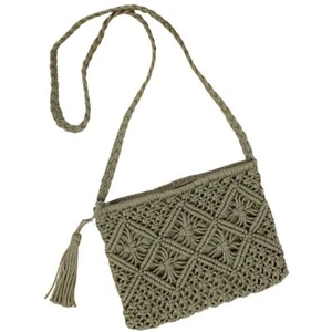 Bolso Bandolera Free Spirit Tejido y Borla, VERDE OLIVA - Imagen 1 de 6