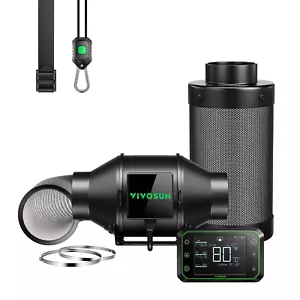 VIVOSUN AeroZesh G4 φ10cm 331m³/h hInline Fan w/E42A,Carbon Filter/2,5m Ducting - Bild 1 von 8