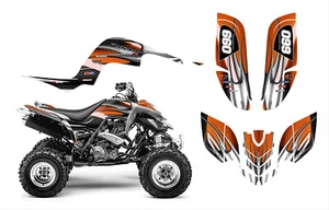 Yamaha Raptor 660R kit decalcomania grafica avvolgente 24 mil racing #1300 Orange Tribal - Foto 1 di 19