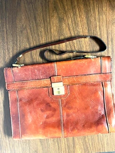 BOND STREET PORTFOLIO SATCHEL BROWN LEATHER BRIEFCASE MADE IN ITALY - Picture 1 of 12
