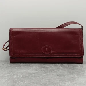 Bally Vintage Dark Red Crossbody Shoulder Clutch Bag - Picture 1 of 15