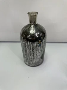 Pottery Barn Silver Mercury Glass Style Round Bottle Floral Bud Home Decor Vase - Picture 1 of 8