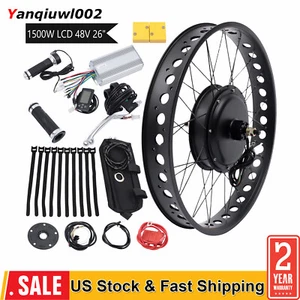 26" 48V 1500W E bike Fat Tire Bicycle Rear Hub Motor Conversion Snow Wheel Kit - Picture 1 of 13