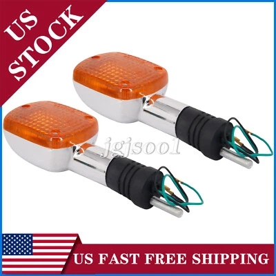 一对适用于本田 Nighthawk CB650SC CB550SC 前转向信号指示器 带杆 — 第 1/4 张图片