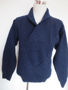 Angelo Litrico C&A Ski SchalKragen Pullover 44/46 ca M reine Wolle dunkelblau/Mu - Bild 1 von 6