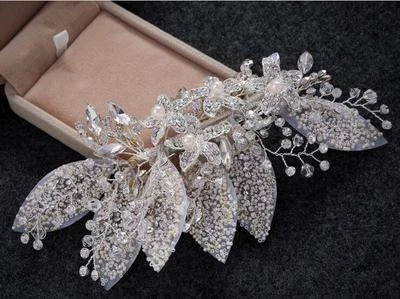 Floral Rhinestone Headdress Crystal Bridal Accessories Pearls Wedding Hair Clip - Image 1 of 4
