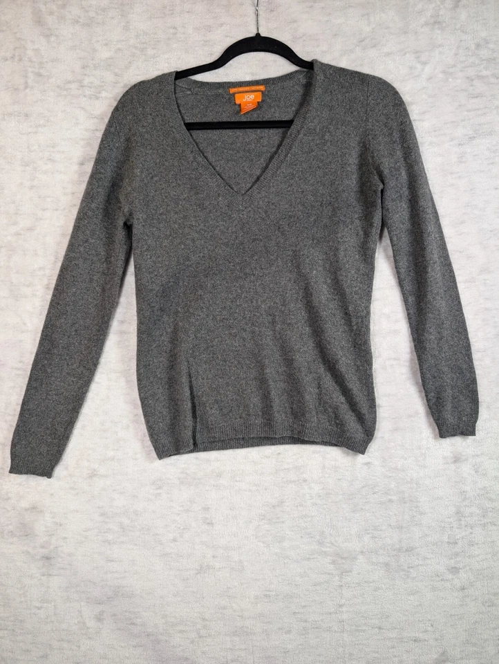 Women's Joe Fresh 100% Cashmere Charcoal Grey V-neck Sweater Size Small - Image 1 of 4