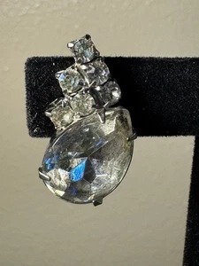 Pendientes de clip vintage de diamantes de imitación con gota de lágrima - Imagen 1 de 3