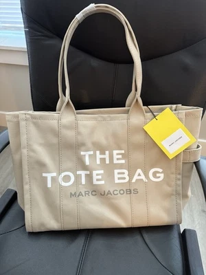 AUTH NWT Marc Jacobs The Canvas Large Logo Zip Top Tote In Beige- BRAND NEW - Image 1 of 4