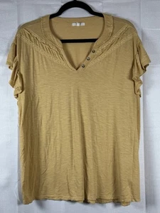 Maurices Yellow Ruffle Henley Top Tee Size XXL - Picture 1 of 9