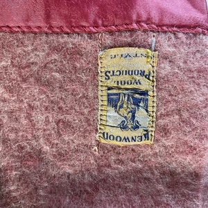Vintage Kenwood Rose Red Pink Wood Blanket 66x80” Wool Satin Border Top Bottom - Picture 1 of 10
