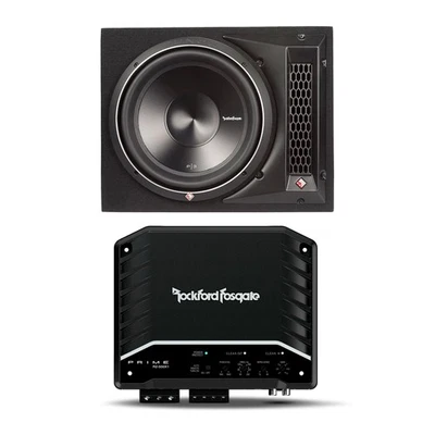 Rockford P3S-1X12 12" Subwoofer in Ported Enclosure w/ R2-500X1 Amplifier - Image 1 of 4