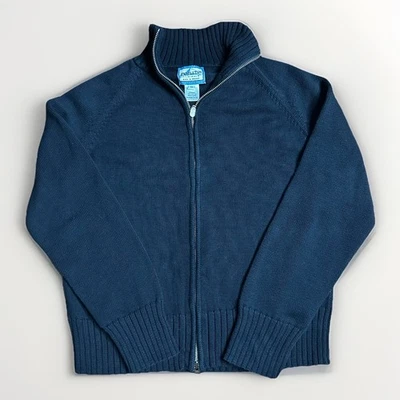 Vintage Pendleton Sweater Mens Medium Black Full Zip Cotton Petite Made in Japan - Image 1 of 4