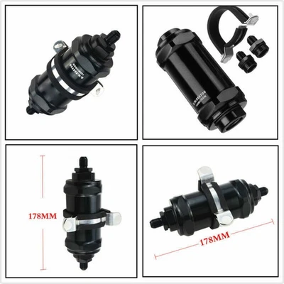 Filtro de combustible en línea de aluminio para automóvil E85 etanol con entrada de 100 micras -6 AN / salida Foto 1 de 4