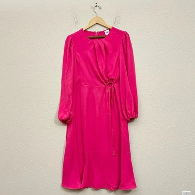 Vestido CABI Delight Midi Mujer Talla M Rosa Plisado Corte Manga Globo Fiesta Foto 1 de 4