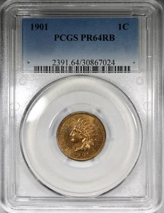 1901 Proof Indian Head Cent PCGS PR64RB RED BROWN Low Mintage - Picture 1 of 4