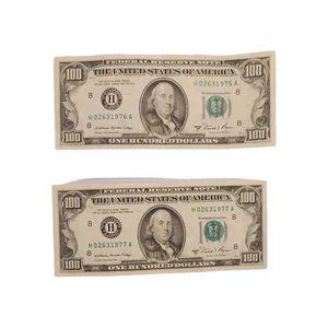 Two 1981A 100 Dollar Bills Good Conditio With Sequential Serial Numbers  - Picture 1 of 5