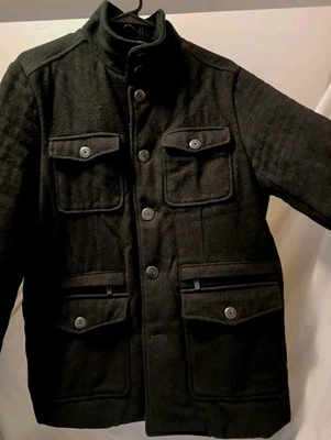 KENNETH COLE REACTION $200 Sweater Lined Wool Coat Black Jack Men's Medium - Image 1 of 4