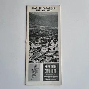Karte von Pasadena und Umgebung Pasadena Kalifornien Handelskammer c1966 - Bild 1 von 5