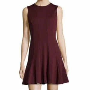 Nicole Miller Artelier Burgundy Ponte Sleeveless Fit Flare Dress Size Medium - Picture 1 of 9