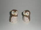 Set Of New 2 Mini Handmade Ceramic Owls Figurines -  2.5" Created By Wv Artist