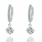 Round Droplet Rhinestone Charm Zircon Silver Plated Gold Earrings Gift