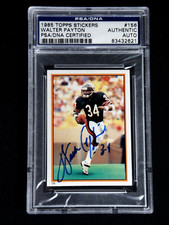 WALTER PAYTON SIGNED PSA/DNA 1985 TOPPS FOOTBALL STICKERS CARD #156 AUTOGRAPH