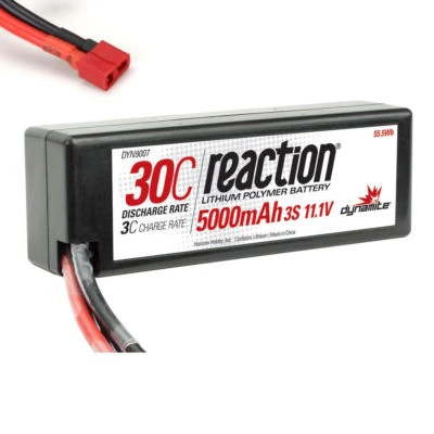 Dynamite Reaction 11.1v 11.1 5000mah 3S 30C LIPO Battery Dean Ultra T DYN9007D - Image 1 of 4