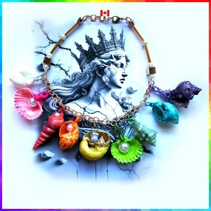 Luxury Necklace Magic Pendant Jewellery Rainbow Shell Art Deco Charm Jewelry Bib - Picture 1 of 24