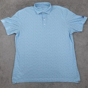 Johnnie O Shirt Men's XL Blue Bubble Dotted AOP Logo Short Sleeve Polo Golf - Picture 1 of 10