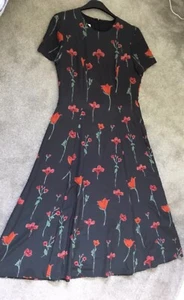 PLANET Grey short sleeved,long length floral VINTAGE dress. Size 14. NWOT/unworn - Picture 1 of 7