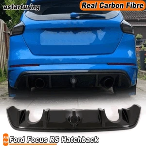 For Ford Focus RS Hatchback 16-18 REAL CARBON Rear Bumper Lip Diffuser Spoiler - Picture 1 of 12