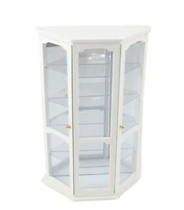 Dolls House White Mirrored China Curio Display Cabinet Miniature Shop Furniture - Picture 1 of 8