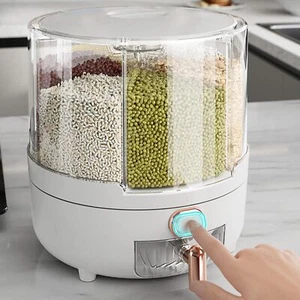 360° Rotating Cereal Container Grain Storage Box Dry Food Dispenser Kitchen NEW - Picture 1 of 6