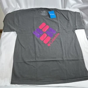 Columbia Sportswear T-Shirt Herren Größe Medium grau pink lila Logo Baumwolle neu mit Etikett " - Bild 1 von 10
