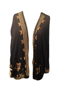 Boohoo B women black embroidered Floral Stars  Cardigan fringe Jacket  Med - Picture 1 of 10