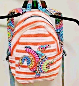 Vera Bradley in sonnigem Medaillon Muster Stroh kompakter Schildkröte Rucksack nicht mehr produziert - Bild 1 von 10
