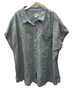 Ava & Viv Women 3X Lightwash Denim 100% Cotton Cuffed Sleeveless Button Up Shirt - Picture 1 of 4