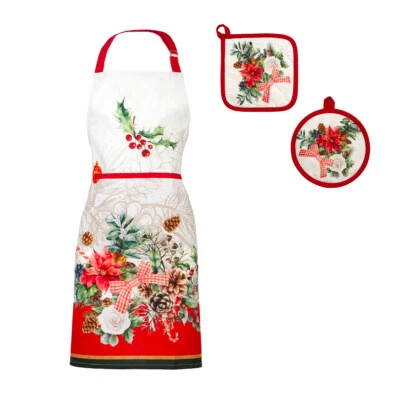Set grembiule + 2 presine natalizio Felisia in Puro cotone X045 - Immagine 1 di 2