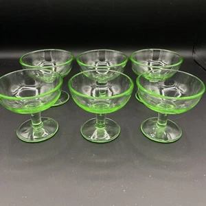 Vintage Green Depression Glass - Hazel Atlas - Sherbet/Custard Cups - Set of 6 - Picture 1 of 9