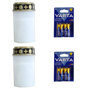 LED-Grablicht Ewiges Licht Grabkerze Flackereffekt 2er Set mit Varta Alkaline - Bild 1 von 3