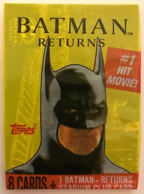 Tarjetas coleccionables Topps Batman Returns 1992, 1 paquete de cera sellado de caja de cera, 9 tarjetas Foto 1 de 2