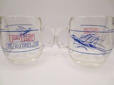 F-15 EAGLE Lucite Acrylic Mugs Set of 2 Red & Blue Print on Clear - Eagle Jet