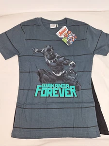 Marvel Boys Black Panther Avengers Short Sleeve T Shirt with Cape Size 9-10y New - Picture 1 of 6